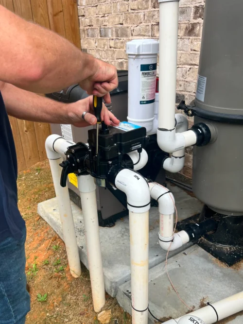 tech work during a pool replacement