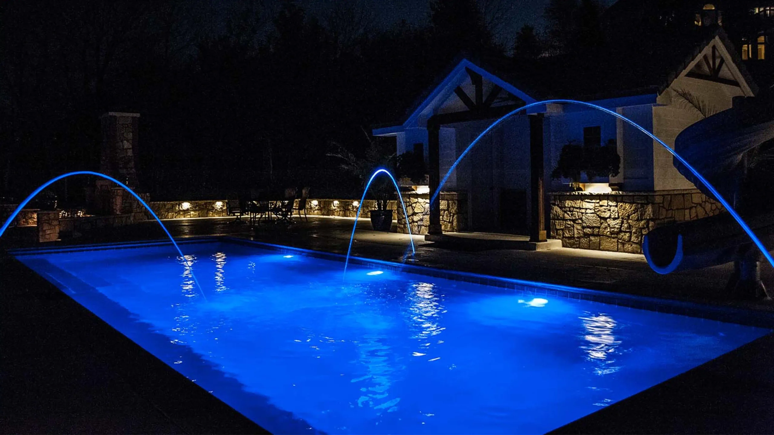 Imagine fiberglass pool at night